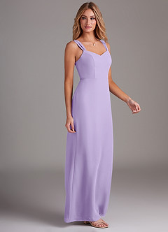 Azazie Denice Bridesmaid Dresses Lilac Sheath Pleated Chiffon Dress image5