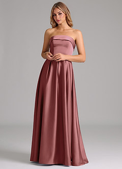 Azazie Lucienne Robes de demoiselle d'honneur Robe Trapèze Convertible en Satin extensible Sans bretelle Améthyste image4