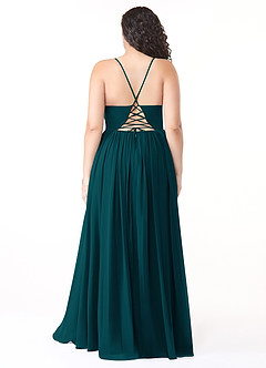 Azazie Aaida Robes de demoiselle d'honneur Robe Trapèze en Mousseline de soie Corset Vert Pin image8