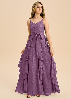 Azazie Peyton Junior Wisteria A-Line Pleated Floral Burnout Dress image4