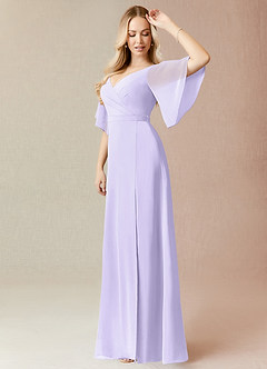 Azazie Cierra Bridesmaid Dresses Lilac A-Line V-Neck Chiffon Dress image4