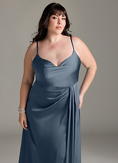 Azazie Brielle Bridesmaid Dresses Twilight A-Line Cowl Spaghetti Straps Stretch Satin Dress image11