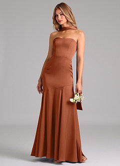 Azazie Shiloh Robes de demoiselle d'honneur Robe Sirène Convertible en Satin extensible Sans bretelle Rose De Cèdre image6