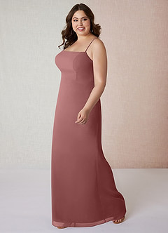 Azazie Tayla Bridesmaid Dresses Desert Rose Sheath Square Neckline Chiffon Dress image8