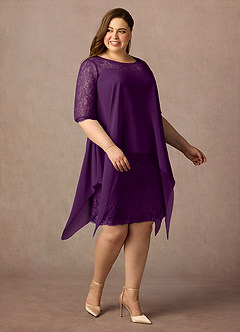 Azazie Flo Mother of the Bride Dresses Grape A-Line Lace Chiffon Dress image8