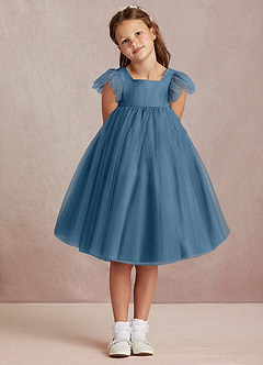 Azazie Kalio Robe Demoiselle D'honneur Fillette Robe Trapèze en Tulle avec manches Bermude image2