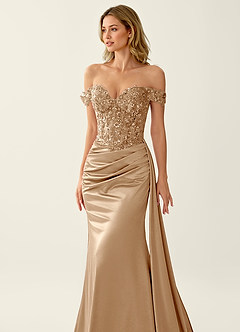 Nerine Champagne Lace Corset Lace Up Back Mermaid Prom Dress image6