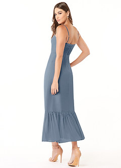 Azazie Justina At-home Try On Dresses Rust A-Line Sweetheart Neckline Chiffon Dress image4