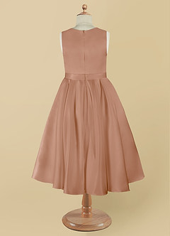 Azazie Coco Flower Girl Dresses Champagne Rose A-Line Bow Matte Satin Dress image9