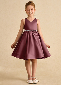 Azazie Julietta Robe Demoiselle D'honneur Fillette Robe Princesse en Tulle Convertible Rose Du Désert image9