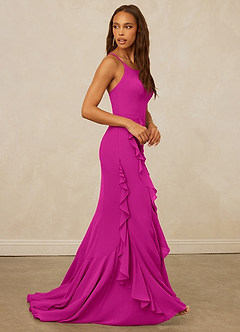 Christian Siriano Bridal for Azazie 1006 Brautjungfernkleider Meerjungfrau-Linie Gestreift Chiffon Kleid Fuchsia image5