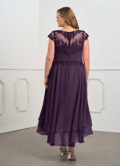 Azazie Shonda Mother of the Bride Dresses Plum Lace Chiffon Dress image9