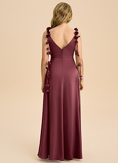 Azazie Gumdrop Junior Robe Empire en Satin extensible Plissée Merlot image7