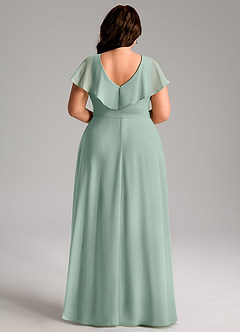 Azazie Lainey Bridesmaid Dresses Agave A-Line with Pockets Chiffon Dress image9