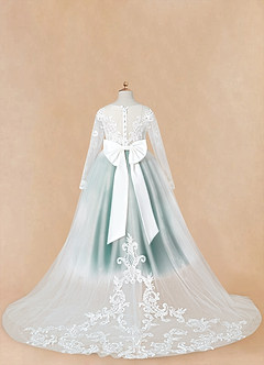 Azazie Elodie Robe Demoiselle D'honneur Fillette Robe Princesse en Dentelle Ivoire Pin image13