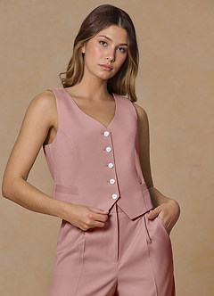 front Rowan Rosa Polvorienta Chaleco de rendimiento de tejido refinado