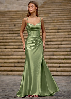 Glow Pistachio Silk-like Satin Prom Dress image4