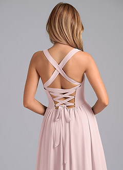 Azazie Francis Brautjungfernkleider A-Linie Korsett Chiffon Kleid Zartrosa image7