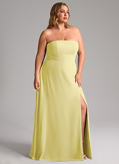 Azazie Wren Bridesmaid Dresses Lemon Sorbet A-Line Side Slit Chiffon Convertible Dress image12
