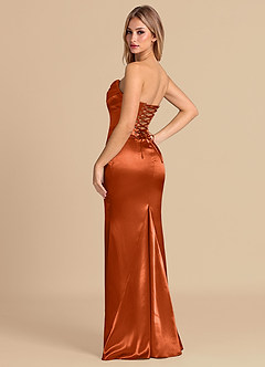 Azazie Sorrel 신부 들러리 드레스 인어 코르셋 메탈릭 새틴 바닥 길이 드레스 image6