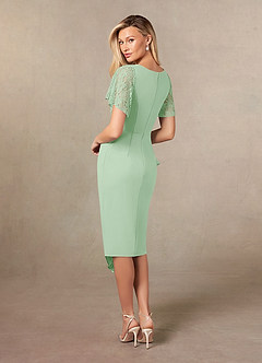 Azazie Eloise Mother of the Bride Dresses Dusty Sage Sheath Pleated Stretch Crepe Dress image6