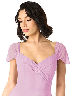 Azazie Tancie Bridesmaid Dresses Candy Pink A-Line Off the Shoulder Chiffon Convertible Dress image4