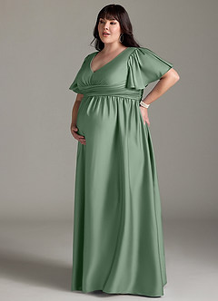 Azazie Verna Abiti da damigella d'onore premaman Abito A-Line Increspato Raso Elasticizzato Floor-Length image14