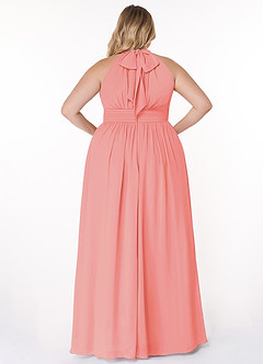 Azazie Iman Bridesmaid Dresses Coral A-Line A-Line Ruched Chiffon Dress image9