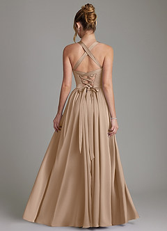 Azazie Francis 신부 들러리 드레스 A라인 코르셋 스트레치 새틴 바닥 길이 드레스 image2