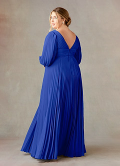 Azazie Zahara Mother of the Bride Dresses Royal Blue A-Line V-Neck Pleated Chiffon Dress image10