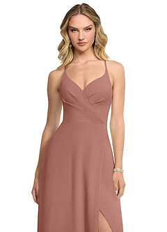 Azazie Davis Brautjungfernkleider A-Linie V-Hals Chiffon Kleid Zedernrose image4