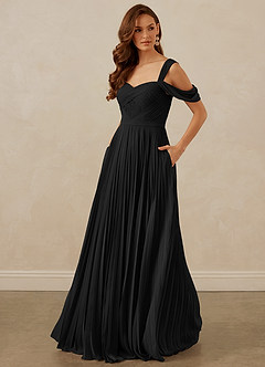 Christian Siriano Bridal for Azazie 1013 Bridesmaid Dresses Black A-Line Off the Shoulder Chiffon Dress image1