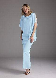 Azazie Aspyn Mother of the Bride Dresses Sky Blue Sheath Beaded Mesh Dress image6