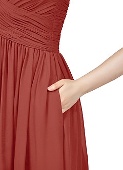 Azazie Angie Robes de demoiselle d'honneur Robe Trapèze en Mousseline de soie Corset Terracotta image10