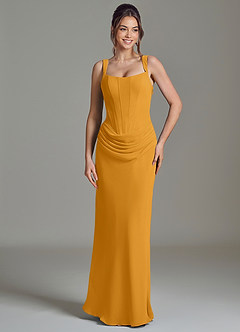 Azazie Niamh Bridesmaid Dresses Butterscotch Mermaid Corset Chiffon Dress image5