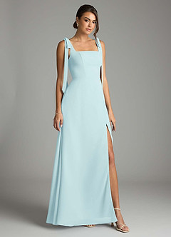 Azazie Debra Bridesmaid Dresses Sea Glass A-Line with Pockets Chiffon Convertible Dress image1