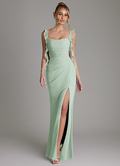 Azazie Jessamine Abiti da Damigella Abito Sirena in Chiffon Corsetto Agave image1