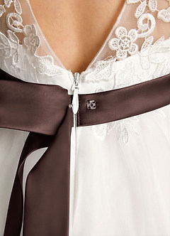 Azazie Lettie Abiti da Ragazza di Fiori Abito Principessa in Pizzo Avorio Ganache image6