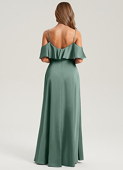 Azazie Jean Jurken voor bruidsmeisjes Jurk van Stretch Satijn met A-Lijn Off the Shoulder Eucalyptus image2