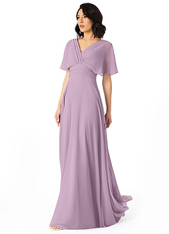 Azazie Pamela Bridesmaid Dresses Wisteria A-Line V-Neck Pleated Chiffon Dress image3