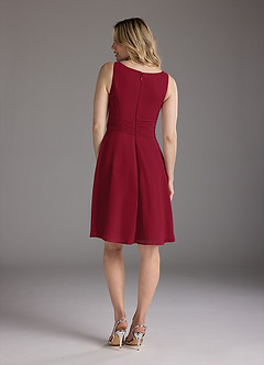 Azazie Shirley Kleider für die Brautmutter A-Linie Schaufel Gefaltet Chiffon Kleid Burgunderrot image6