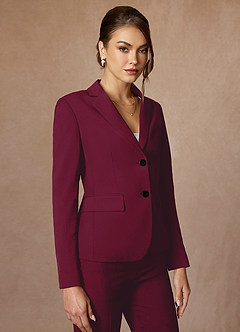 front Whitney Burgundy Structured Stretch Blazer