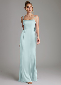 Azazie Zherra 신부 들러리 드레스 인어 절하다 스트레치 새틴 바닥 길이 드레스 image4