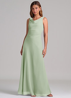 Azazie Nerine Brudtärnklänningar Klä av A-Linje i Chiffong Plisserad Dusty Sage image3
