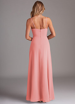 Azazie Breonna Bridesmaid Dresses Coral A-Line Sweetheart Neckline Chiffon Dress image2