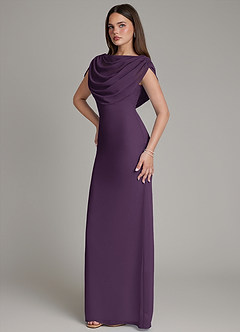 Azazie Hadley Bridesmaid Dresses Plum Mermaid Pleated Chiffon Dress image9