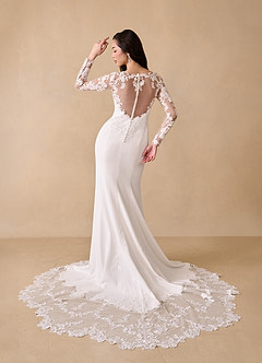 Azazie Mistie Abiti da Sposa Abito Sirena in Crepe Elasticizzato con Scollo a V e Paillettes Bianco Diamante Moka image4