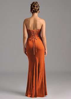 Azazie Sorrel Vestidos de damas de honor Vestido de Naranja Quemada de terciopelo de Corte Sirena Convertible con Corsé image8