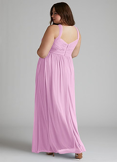 Azazie Hillian Bridesmaid Dresses Candy Pink A-Line Halter Pleated Mesh Dress image12