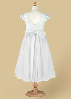 Azazie Vetty Flower Girl Dresses Diamond White A-Line Lace Tulle Dress image13